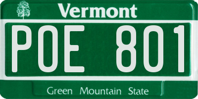 VT license plate POE801