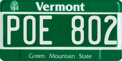 VT license plate POE802