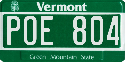 VT license plate POE804