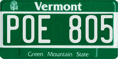 VT license plate POE805