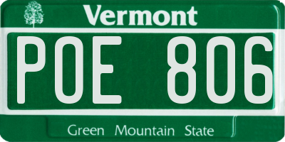 VT license plate POE806