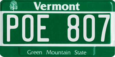 VT license plate POE807