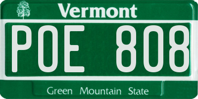 VT license plate POE808
