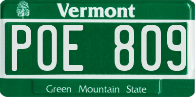 VT license plate POE809