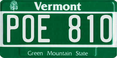VT license plate POE810