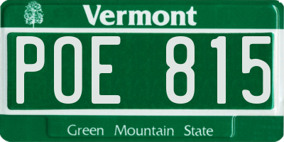 VT license plate POE815