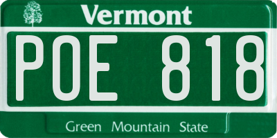 VT license plate POE818