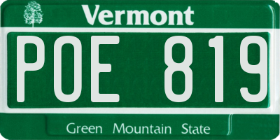 VT license plate POE819