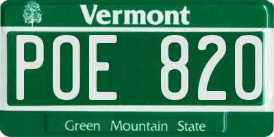 VT license plate POE820