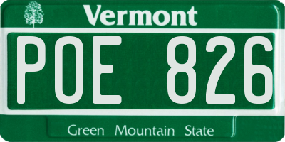 VT license plate POE826