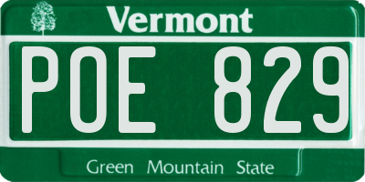 VT license plate POE829