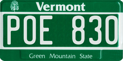 VT license plate POE830