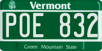 VT license plate POE832