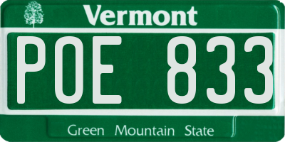 VT license plate POE833