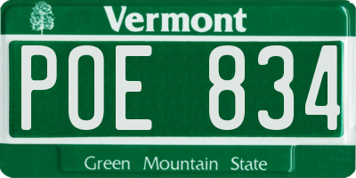VT license plate POE834