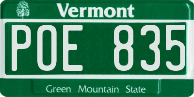 VT license plate POE835