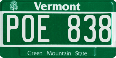 VT license plate POE838