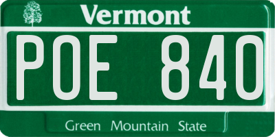 VT license plate POE840