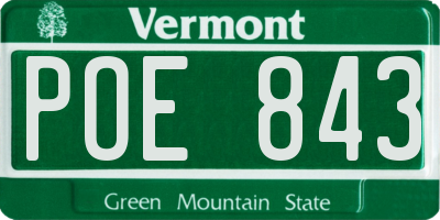 VT license plate POE843