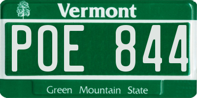 VT license plate POE844