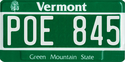 VT license plate POE845