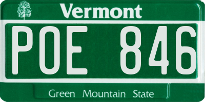 VT license plate POE846