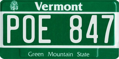 VT license plate POE847