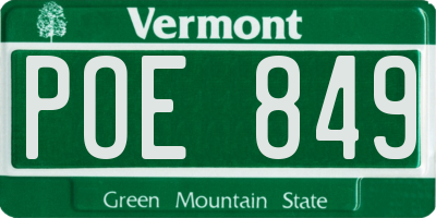 VT license plate POE849