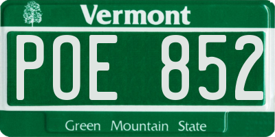 VT license plate POE852