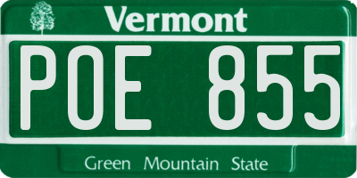VT license plate POE855