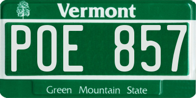 VT license plate POE857