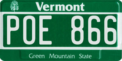 VT license plate POE866