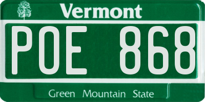 VT license plate POE868