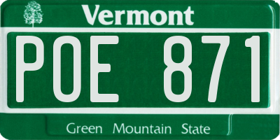 VT license plate POE871