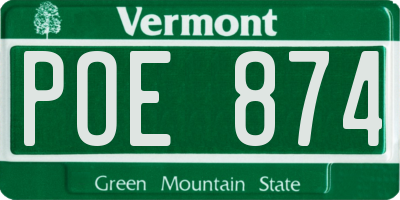 VT license plate POE874