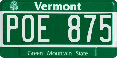 VT license plate POE875