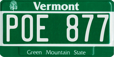 VT license plate POE877
