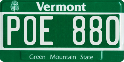 VT license plate POE880