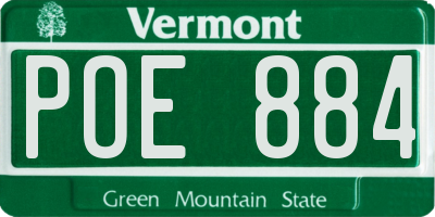 VT license plate POE884