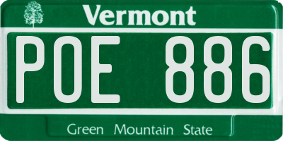 VT license plate POE886