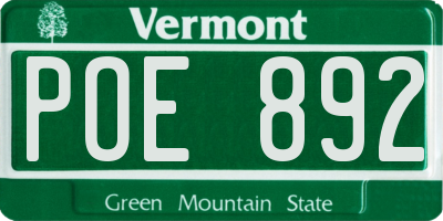 VT license plate POE892