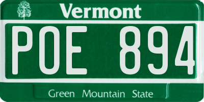 VT license plate POE894