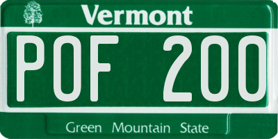 VT license plate POF200