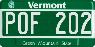 VT license plate POF202