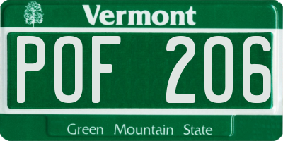 VT license plate POF206