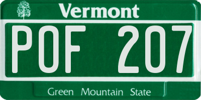 VT license plate POF207