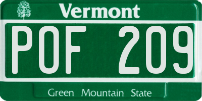 VT license plate POF209