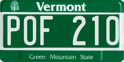 VT license plate POF210