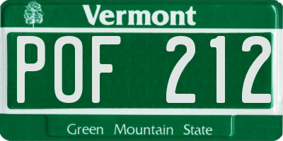 VT license plate POF212