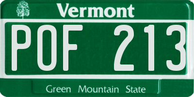 VT license plate POF213